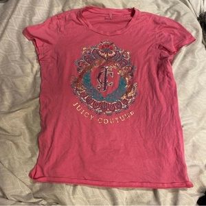 JUICY COUTURE RARE RYHNESTONE T SHIRT WITH SIGNATURE LOGO ON FRONT!